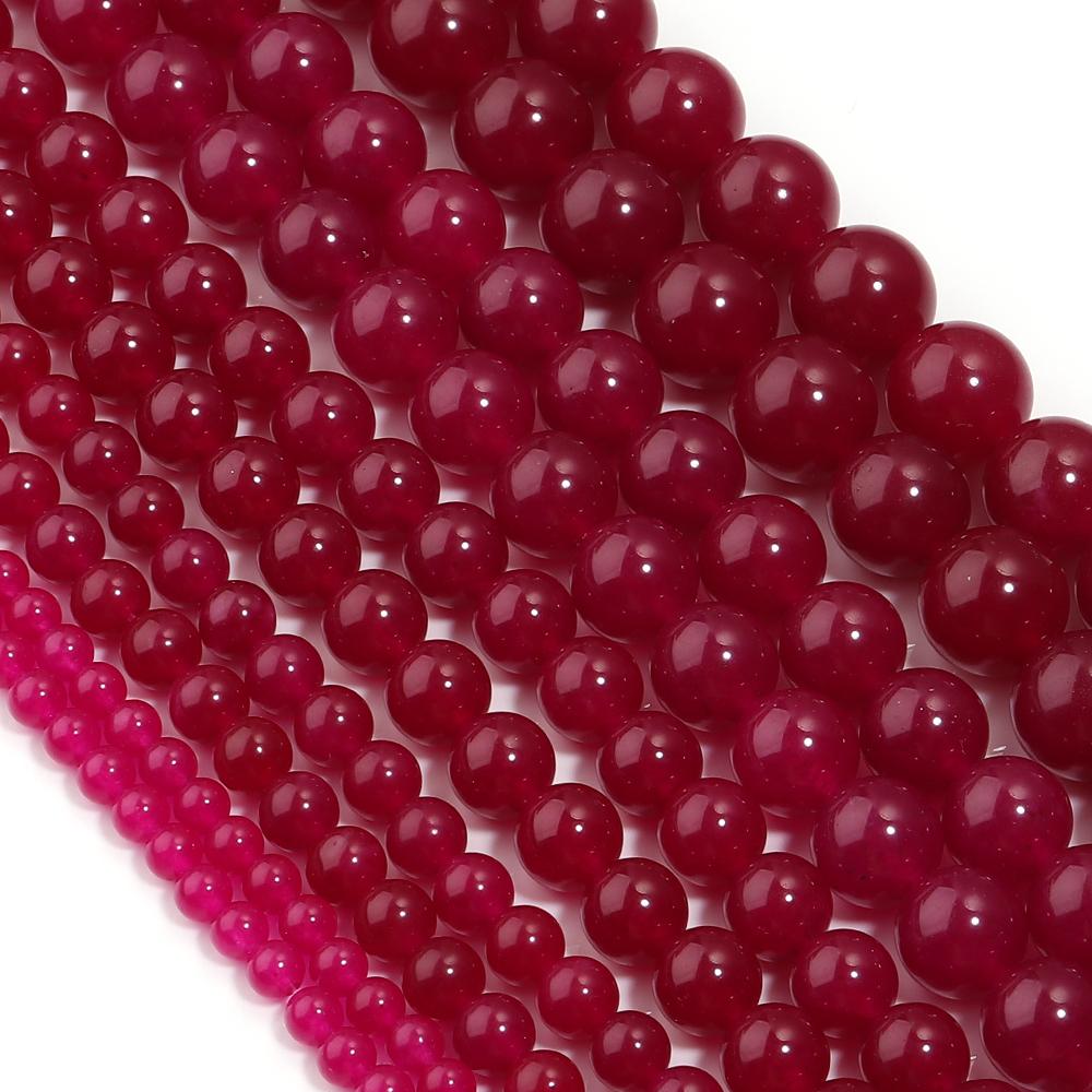 1 Strand Natural Purple Red Chalcedony Stone Beads 4 6 8 10 12mm Round Gemstone Beads for Jewelry Making DIY Bracelets Necklace