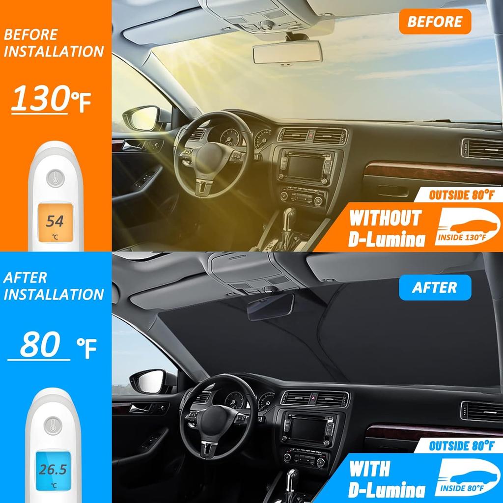 D-Lumina Windshield Sun Shade For  2024 2025 Honda HRV HR-V Accessories, Front Window Sunshade Sun Visor Protector Block UV Rays Heat, Foldable 2