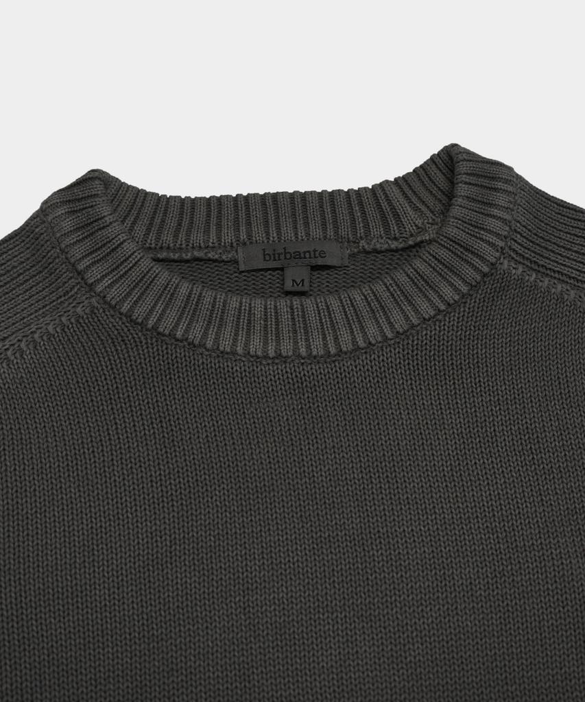 BIRBANTE Garment-Dyed Washable Round Knit - Charcoal