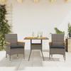 Vidaxl 3-Cz. Garden Furniture Set With Cushions, Grey, Poly Rattan