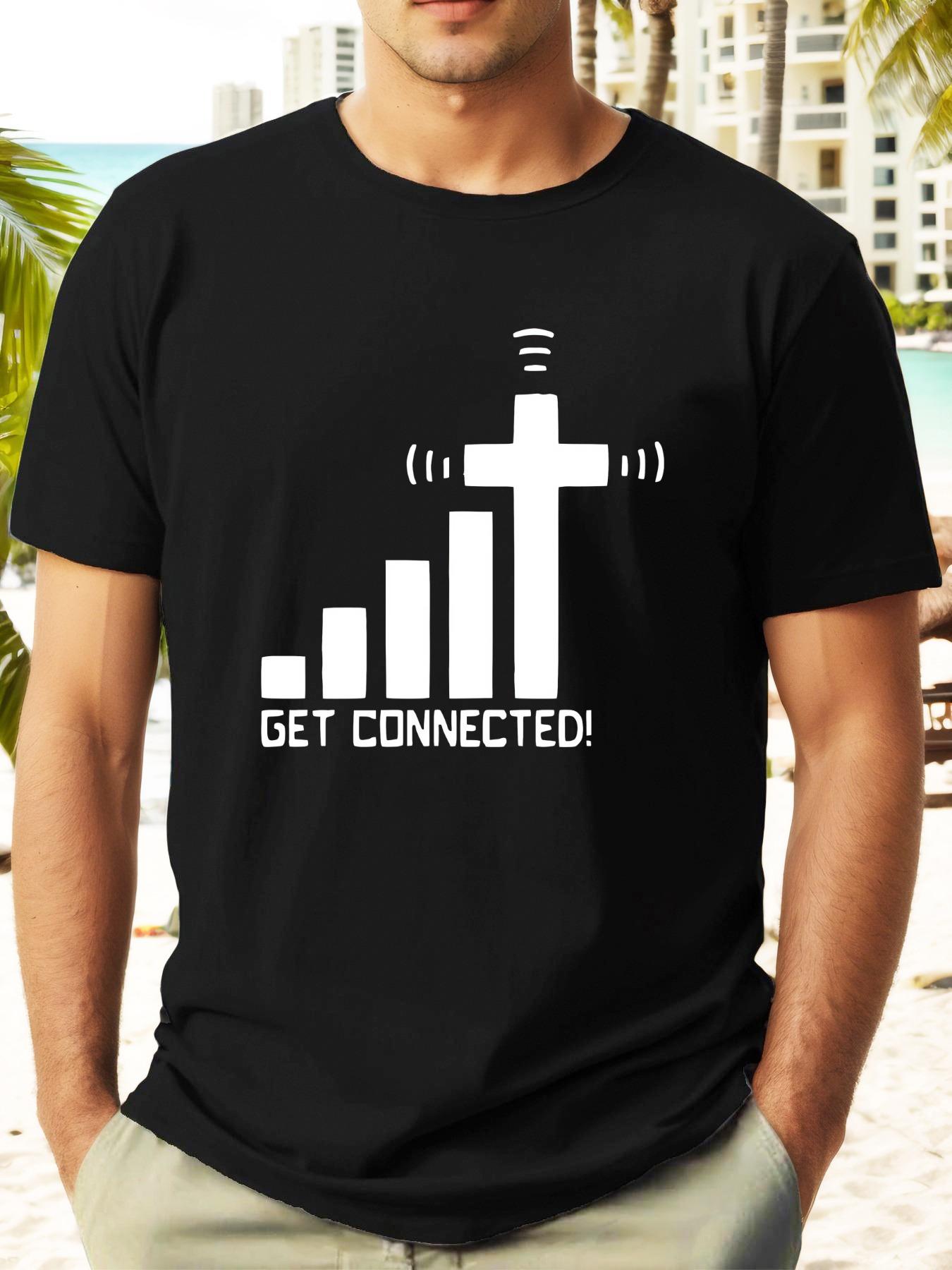 

Faith Connected Graphic T-shirt - Vibrant Yellow Casual Summer Tee with Signal Waves & Cross Design M