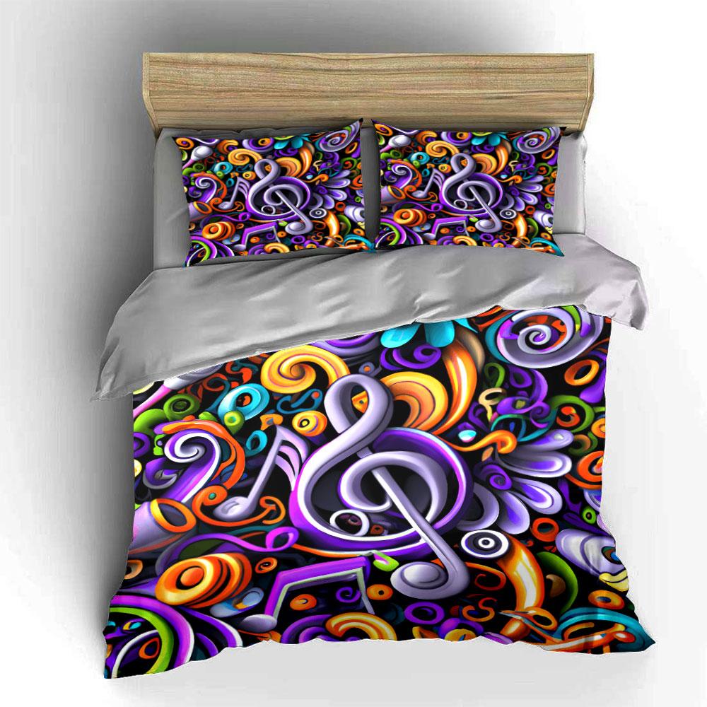 Music-Themed Home Décor Set Multiple Sizes Kid'S And Adults' Bedroom Exquisite 3Pc Bedding Set, Gift