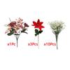 UV Resistant Artificial Poinsettia Bouquet Realistic Red Berries Christmas Flower Arrangement Fade Resistant Lush Leaves