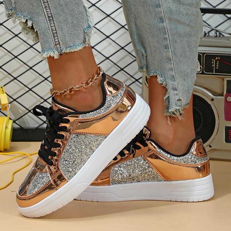 Casual Board Shoes Women Fashion Sequin Flats Breathable Walking Shoes Low-cut Daily Versatile Casual Shoes