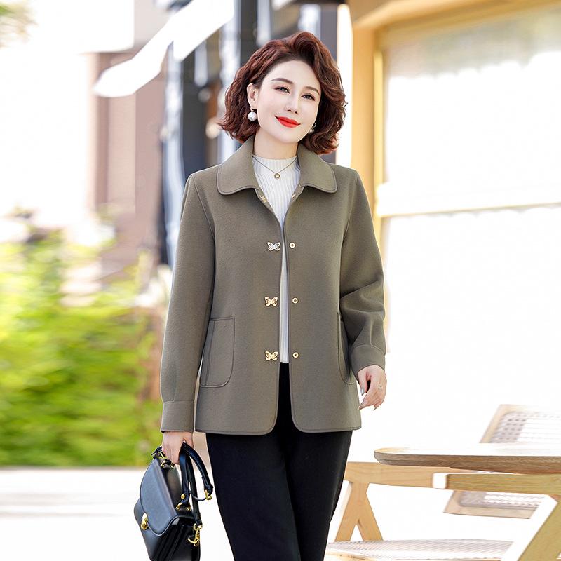 

Двустороннее шерстяное пальто для миниатюрных женщин среднего возраста - Весенне-осенний стиль 5XL for 150-165 jin