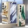 Luxury Painted Glass Plating Case for Samsung Galaxy Z Fold 5 6 7 Front Screen Glass Protective Cover for Galaxy Z Fold7 Case