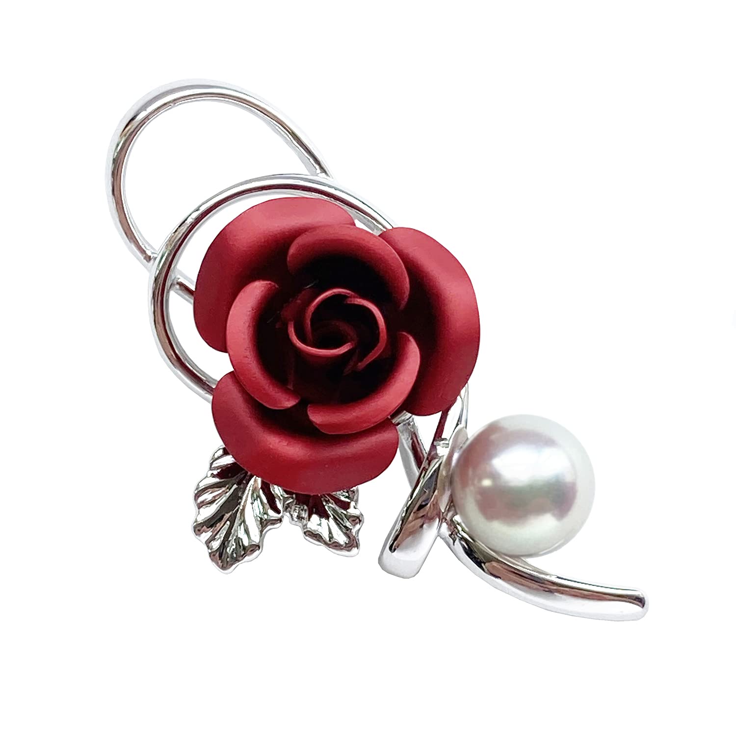 

Akoya pearl pin brooch Crimson rose ABR316 Pearl brooch [enyapearl]