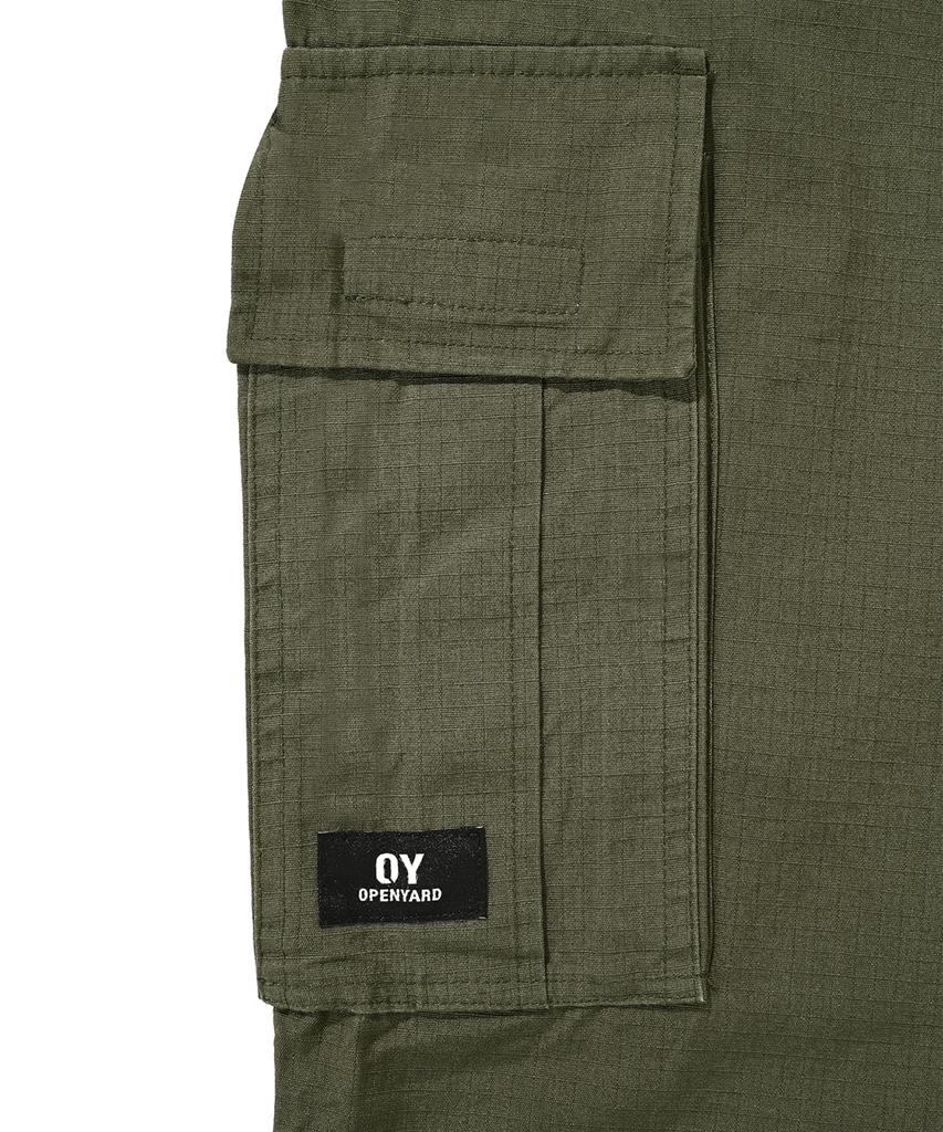 OHY Unbalance Cargo Pocket Rip Pants-Khaki
