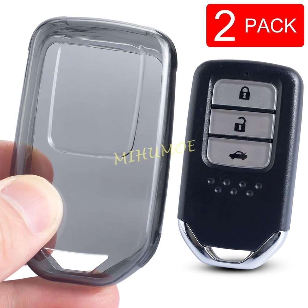 For Honda Civic Pilot CRV HRV Accord Passport Ight Clarity Odyssey Black Transparent Key Fob Case Cover Keychain Light Thin