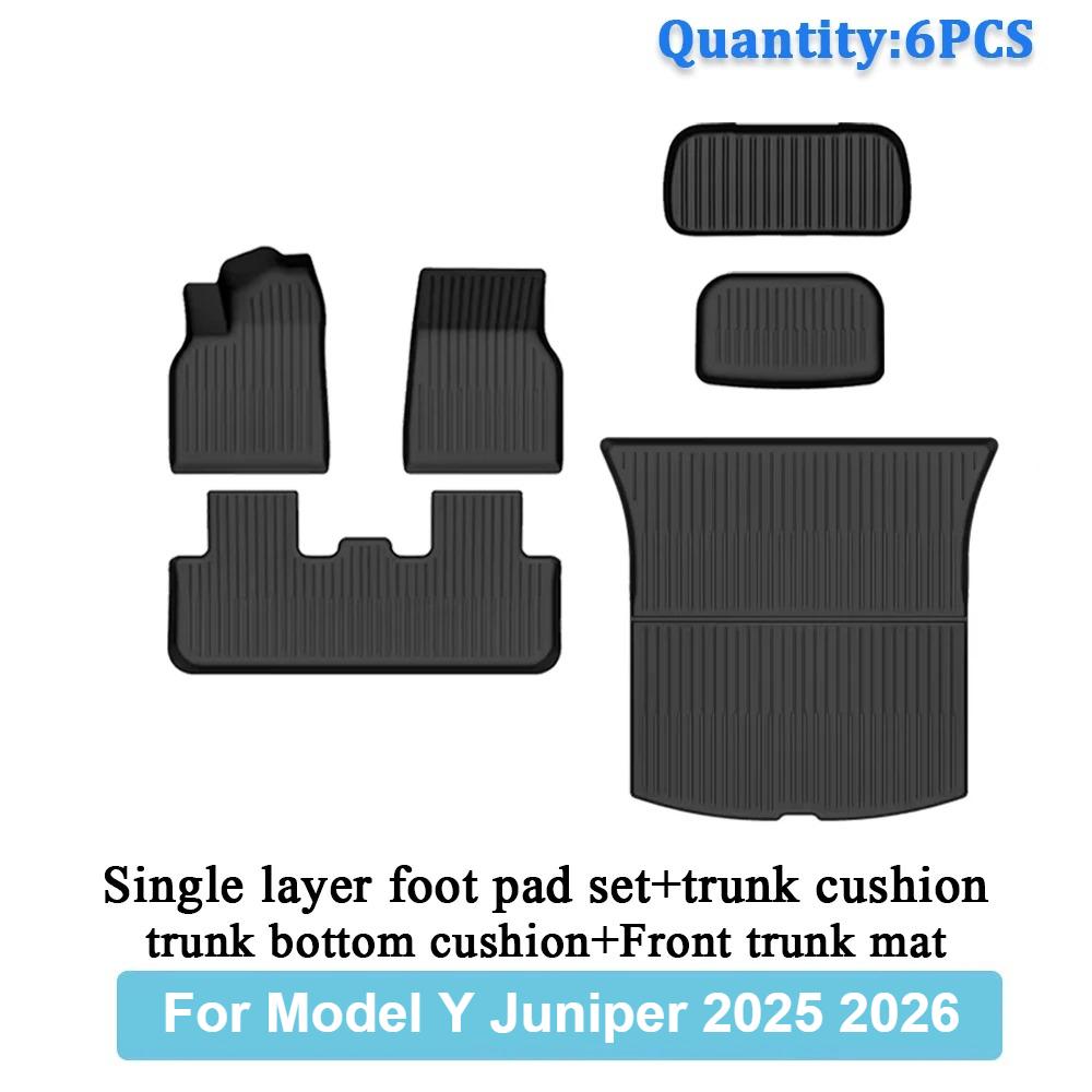 TPE Car Integrated Trunk Liners For Tesla Model Y Juniper 2025 2026 Double Layerd Mats Trunk Door Sill Guard Plate Backrest Mats