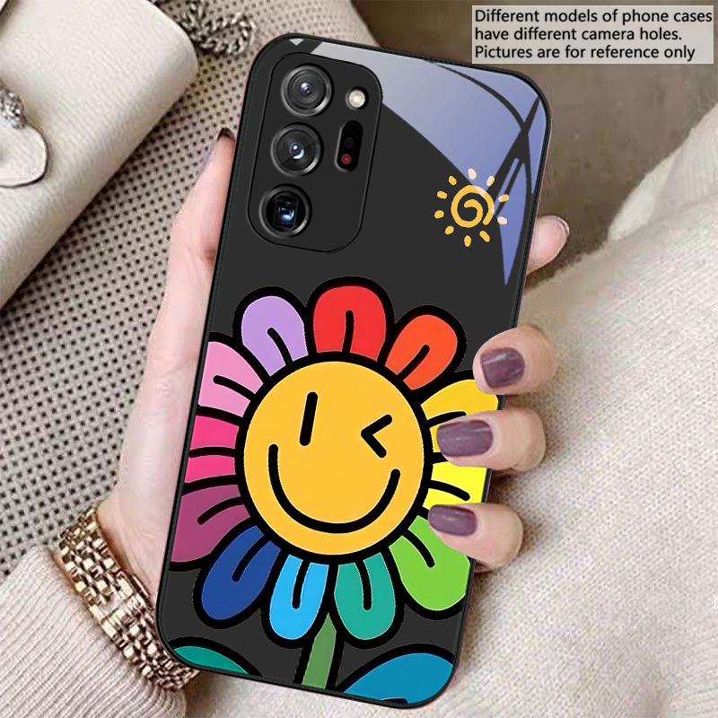 Cartoon-Blumen Lila Für Samsung A 01 02 03 Core 04 05 06 10 12 13 A14 5G 15 16 M 02 12 Note 8 9 10 20 Glas Ultra Handyhülle
