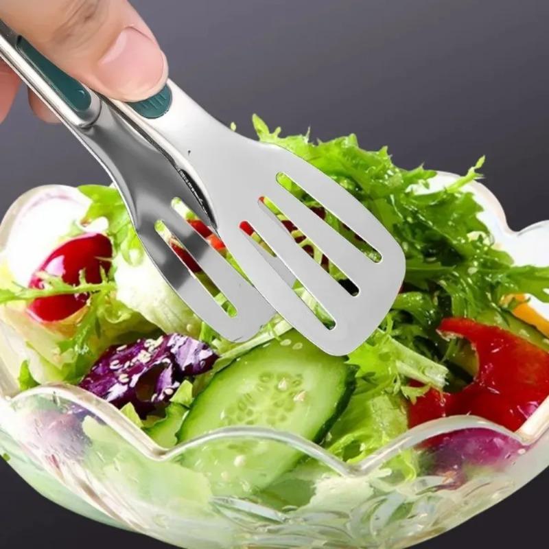7912Inch Stainless Steel Food Clip Non Slip Bbq Tongs Silicone Non-Slip Handle Meat Salad Bread Clip Home Kitchen Baking Tool