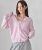 Londonda High-Neck Button Wool Cardigan, Pink