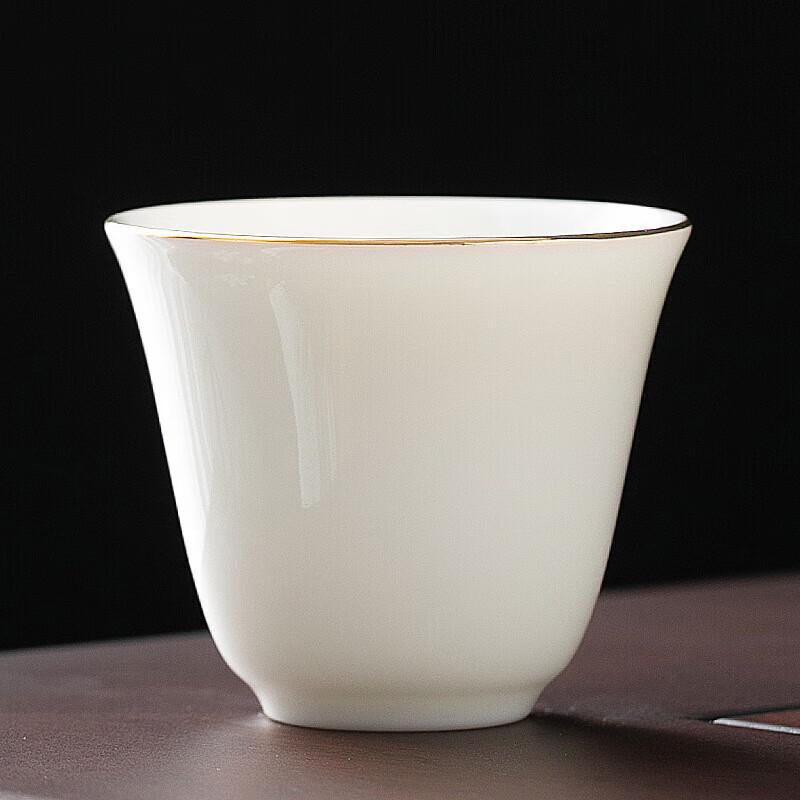 Chaxun Mutton Fat Jade Porcelain Gold-Trimmed Infuser Tea Cup