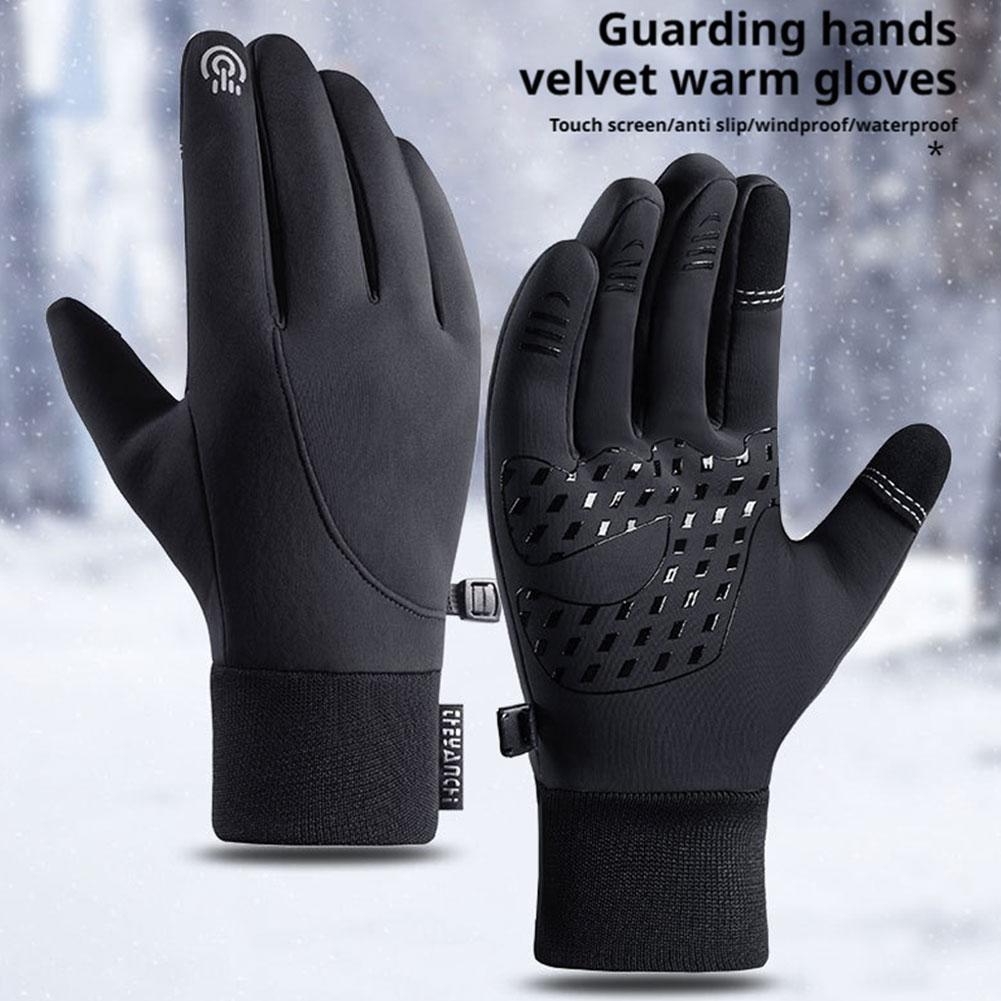 Motorcycle Gloves Men Black Autumn Winter Outdoor Cycling Gloves Gym Fitness Sports Running Warm Touch Screen Nonslip Gloves