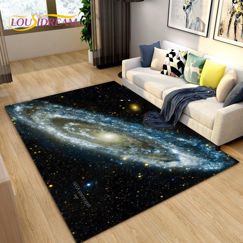 Galaxy universo espaço estrelas área tapete, tapete para sala de estar decoração do quarto das crianças, crianças brincam rastejando tapete antiderrapante