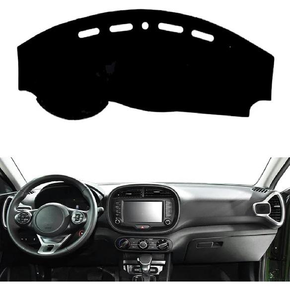 Car Dashboard Cover Mat for Kia Soul 2019-2024 Black Anti-Slip Pad Interior Accessories