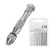 Aluminum Hand Twist Drill Kit Includes 10Pcs Carbon Steel Bits (0.8-3mm) For Model Making And DIY Projects