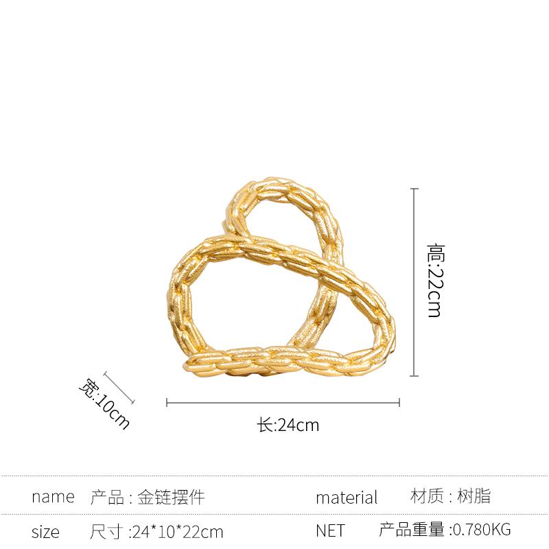 Resin Handicrafts Golden Knot Chain Ring Ornament Geometric Winding Decorative Figurines Home Decoration Accessories