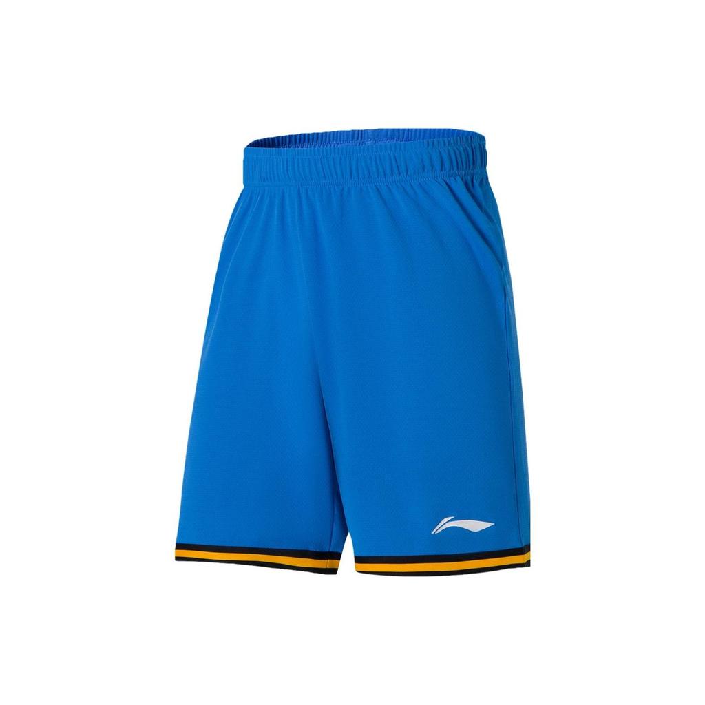 Li Ning Sports Basketball Series Logo Print Striped Round Neck Basketball Vest Shorts Set Men Basketball Set Beijing-Blue AATS003-8