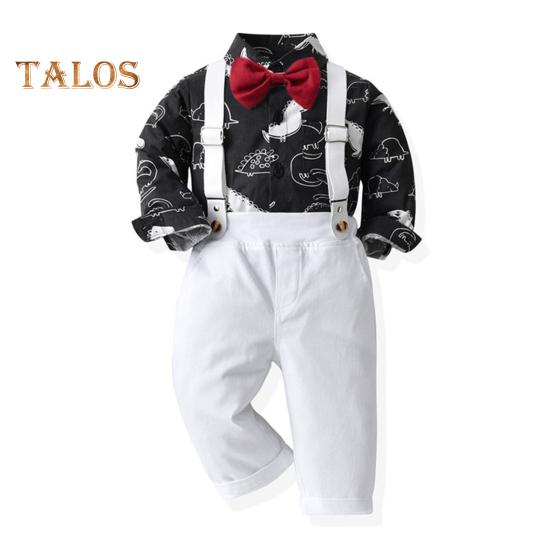 

Костюм динозавра для детей, джентльменский наряд, рубашка с длинными рукавами и галстуком-бабочкой, комбинезон, костюм-тройка для мальчиков, летняя и осенняя одежда для малышей 70cm чёрный