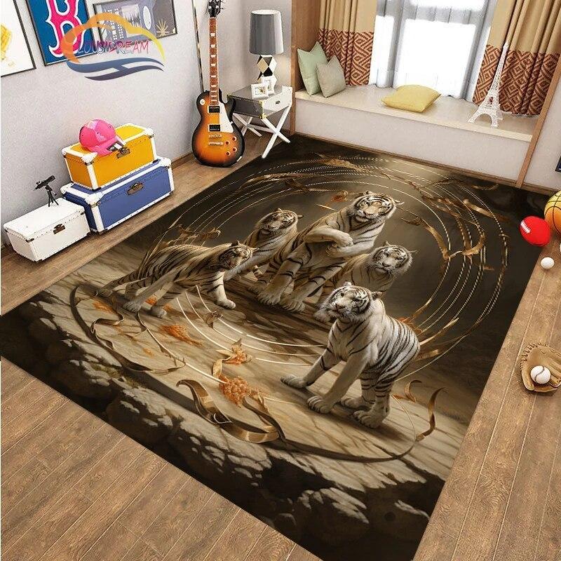 Covor de podea cu animale cool tigru art fashion covor Decorație casei cadouri covor Anti-alunecare pentru sufragerie și pat copil