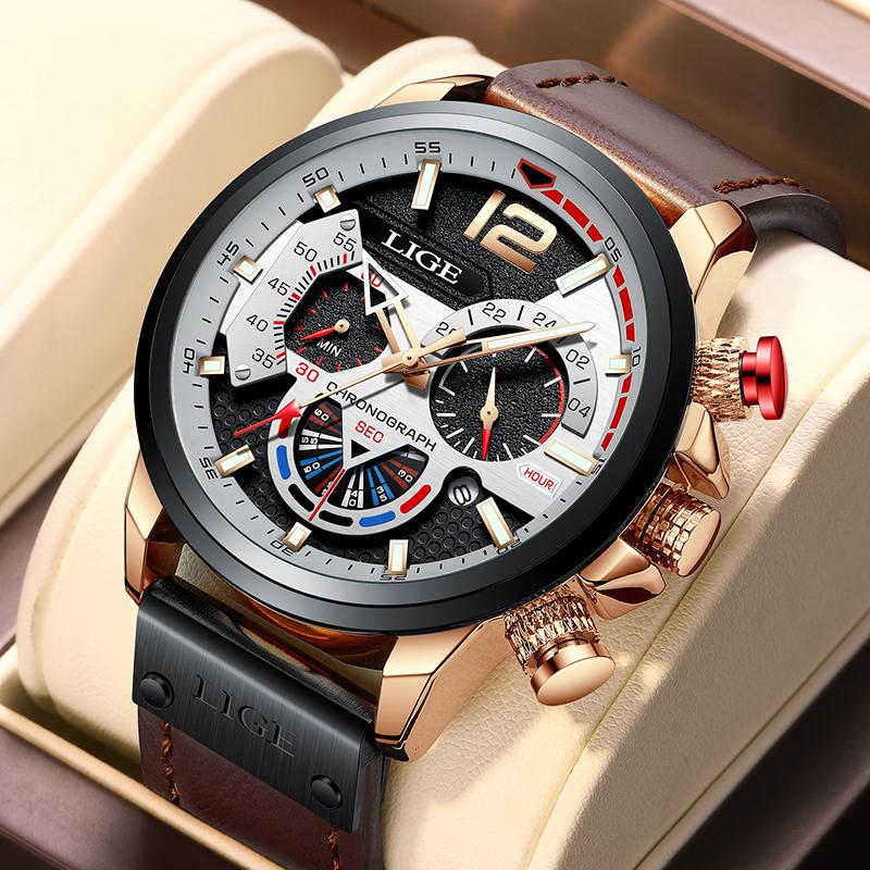 Outdoor Sport Watches for Men Fashion Business Leather Quartz Man Wristwatch Top Brand Luxury Waterproof Luminous Watch Men
