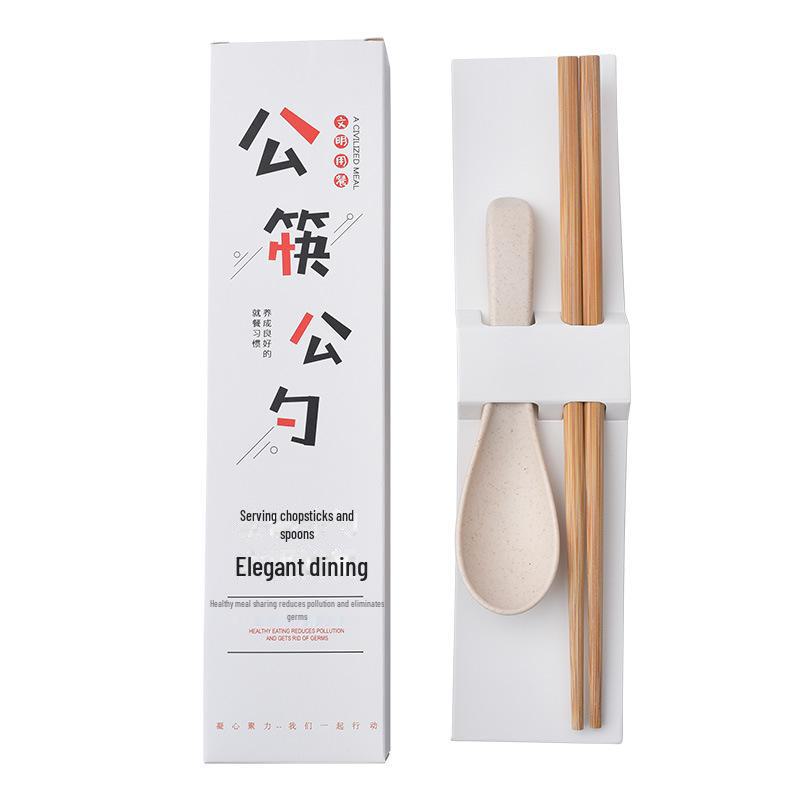 Gift Box: Natural Chicken Wing Wood Chopsticks & Spoon Set (Unpainted & Wax-Free)