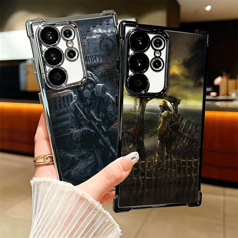 S-Stalker Game Cool Plating Phone Case For Samsung Galaxy S24 S25 FE S26 Edge S23 Ultra S22 S21 Plus S20 Anti-Fall Airabag Cover