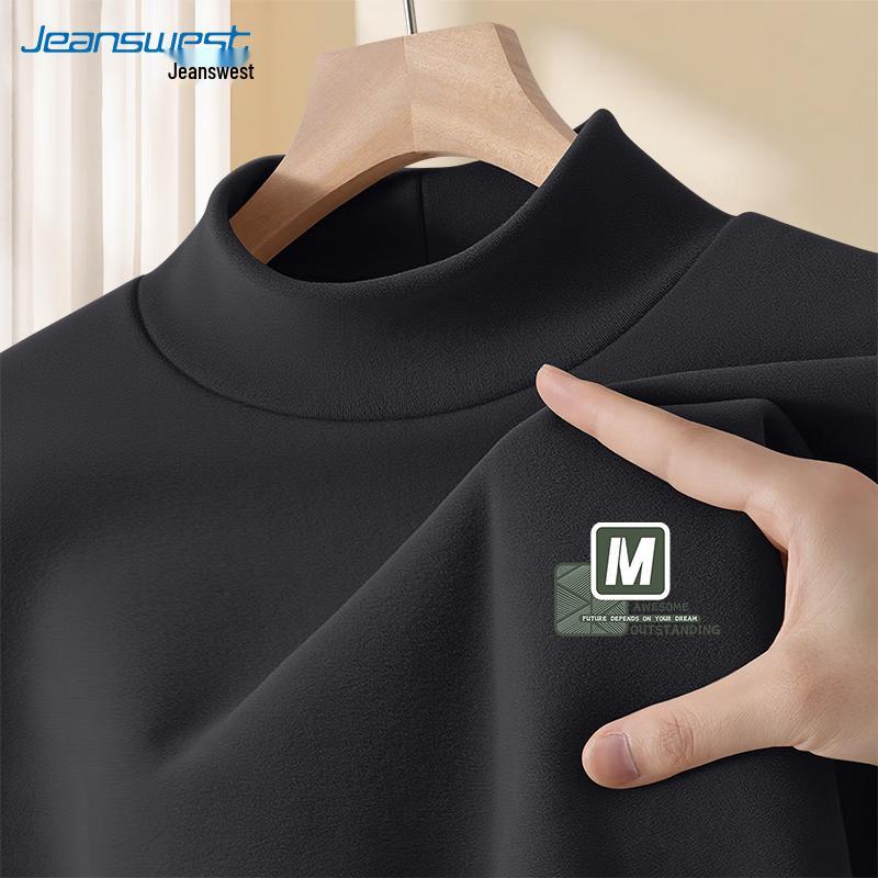 Jeanswest Men's Thermal Double-Sided Fleece High-Neck Long-Sleeve T-Shirt