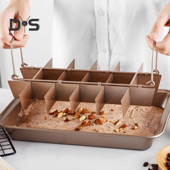 Brownie Pan with Removable Dividers Rectangle Food Grade Stainless Steel Chocolate Cake Muffin Non Stick Baking Tray Sheet Cutter Bakeware Kitchen