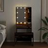 Makeup Table Set with LED Lights Rustic Wood Effect Engineered Wood