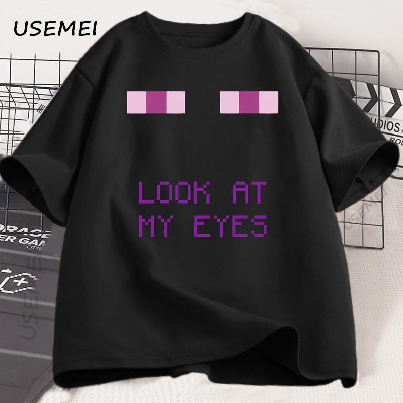 EnderUnisex Eyes Game Tshirts Funny Design Cotton Short Sleeve T Shirt Casual Round Neck Loose Graphic Tees Harajuku Clothes