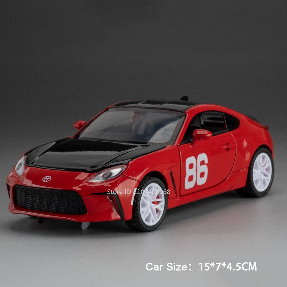 1:32 Scale GR86 AE86 Sports Car Model Toy Metal Diecast Doors Opened Pull Back Miniature Vehicles Models Kids Desktop Ornaments
