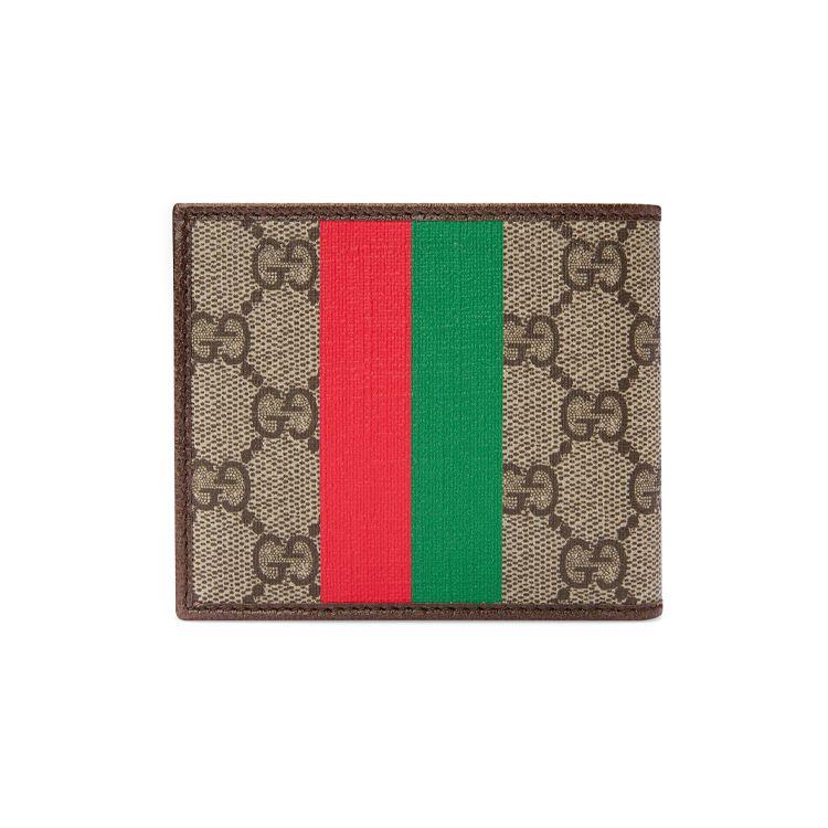 Gucci Vintage Logo Print Kurzes Falt-Canvas- und Lederportemonnaie Herrenportemonnaie Ebenholzbraun 671652-US7EC-9396