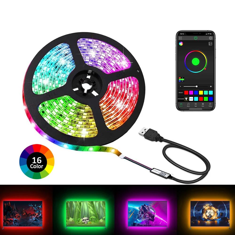 

LED Strip Lights,Bluetooth APP Control 5050 RGB Led Lights,5V USB LED Strip Colorful Led Tape For TV Backlight Room Decoration 1m