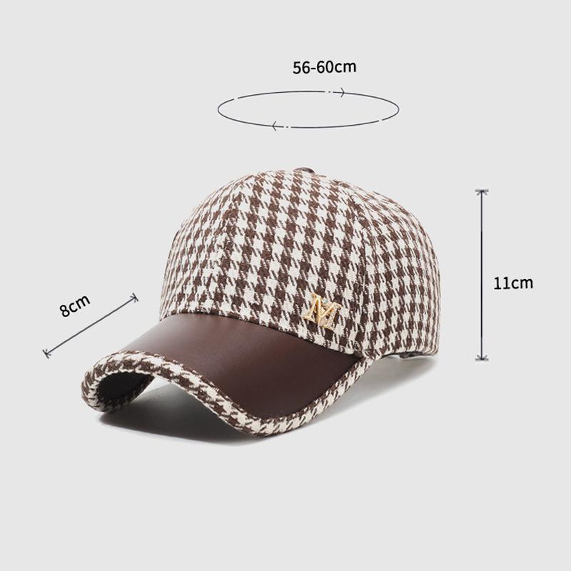 Spring Summer Houndstooth Baseball Cap Women Ponytail Cap Empty Top Hat