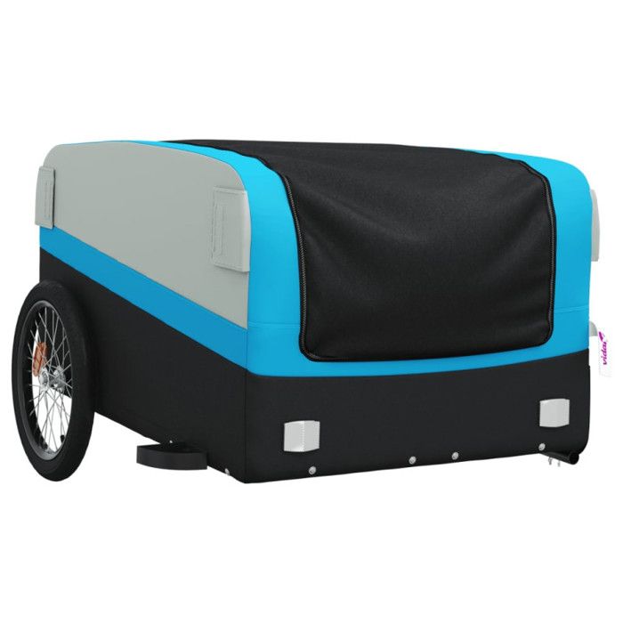 VidaXL Bicycle Trailer Black and Blue 45 Kg Iron 94051