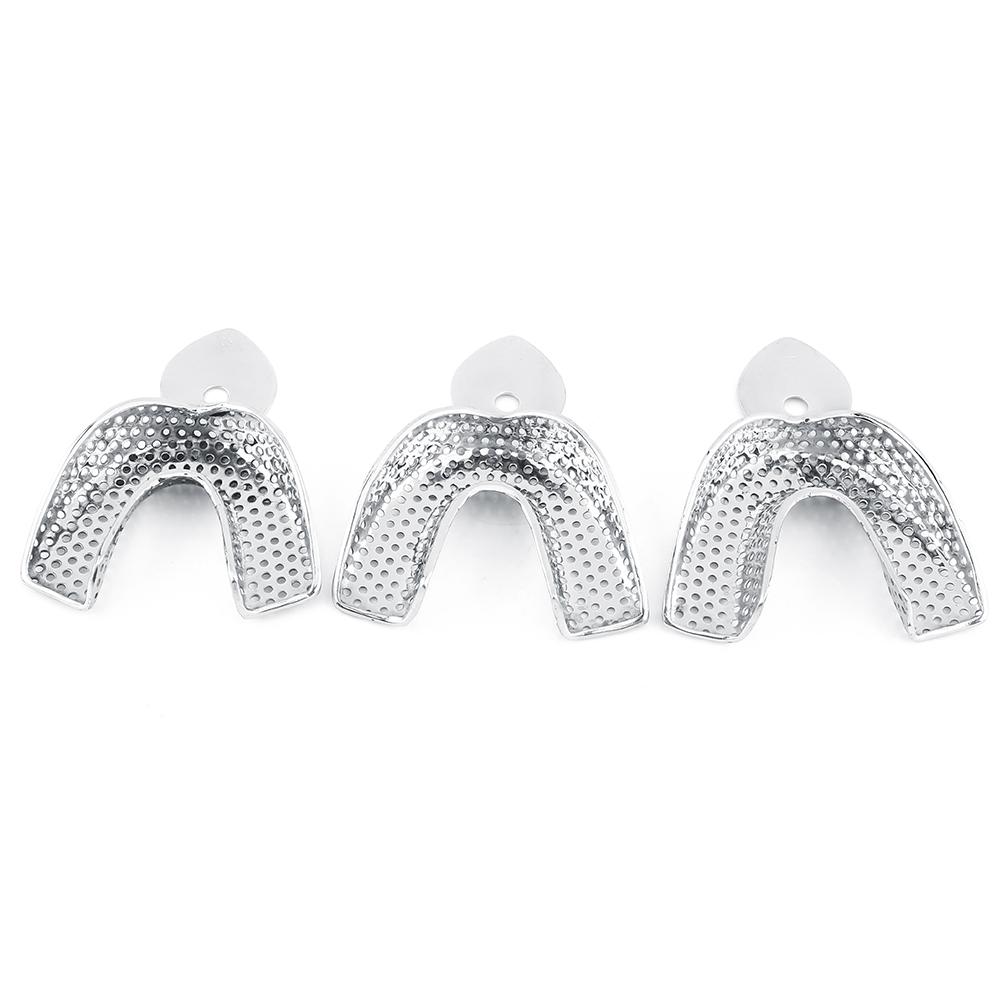 6 ks Nerezové zubní autoklávovatelné otiskovací lžíce horní a dolní