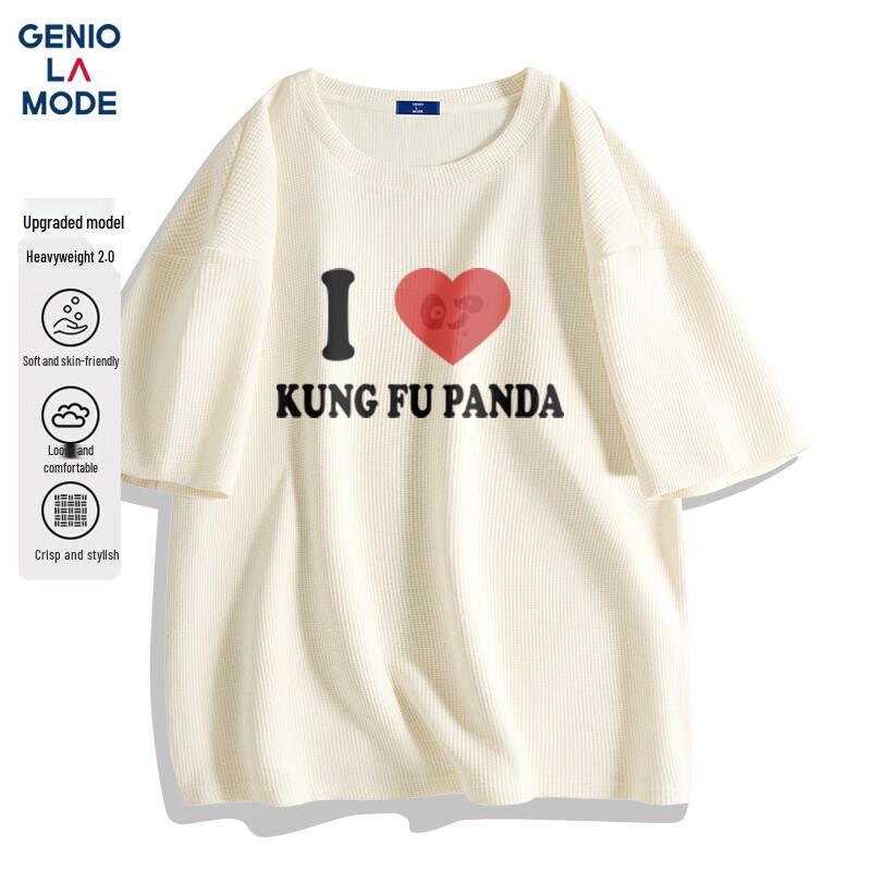 Мужская вафельная футболка с графическим принтом «Кунг-фу Панда» от GENIOLAMODE XL