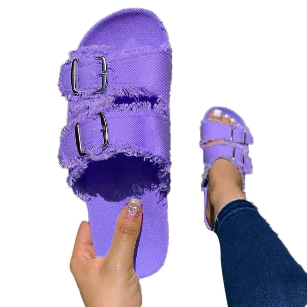 Women's Roman Shoes Solid Color Flat Flip-flop Beach Shoes Plus Size Sandals
