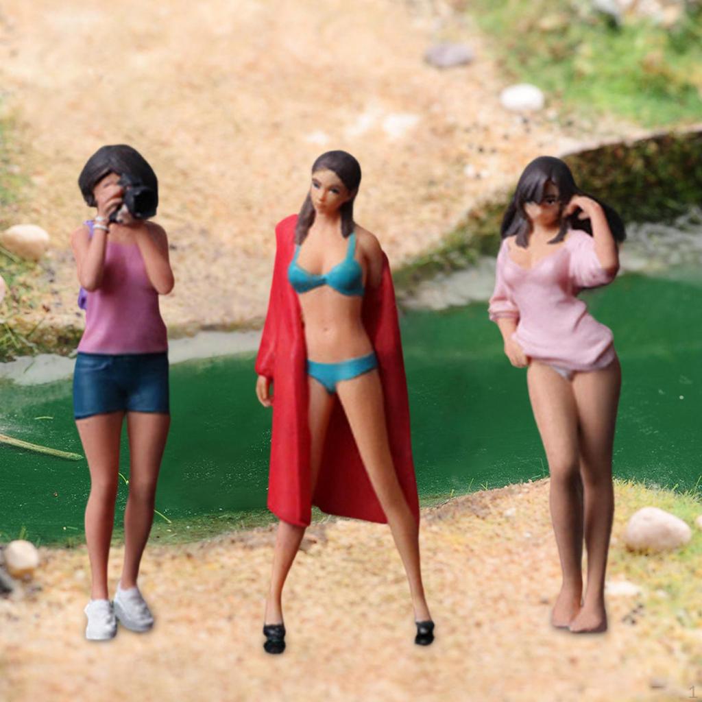 Set 1/64 Cool Girl Figures, Painted Trains, Architectural Decor, Simulation Collections, Fairy
