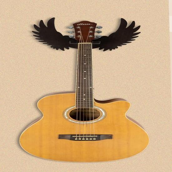 Suport de perete pentru chitară, din lemn, design aripi de vultur, pentru chitare acustice, electrice și ukulele