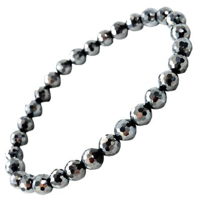 [GOLD STONE] Terahertz Stone Bracelet, 6mm Mirror Cut, High Purity, Power Stone, with Dedicated Box, Inner Diameter Approx. 16.5cm