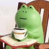 Adorable Frog Drinking Coffee Ornament Sculpture Perfect for Desk Decoration and Miniature Landscapes for Frog Lovers