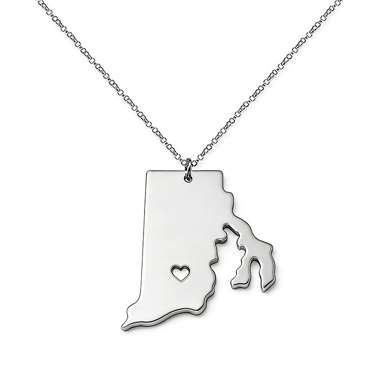 Fashion Rhode Island Map Necklaces Stainless Steel America United States Map Jewelry Accessories