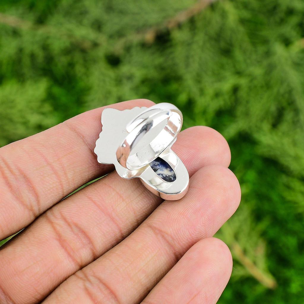 Mothers day Sale Sodalite Stone Stackable Ethnic Ring Jewelry Sterling Silver