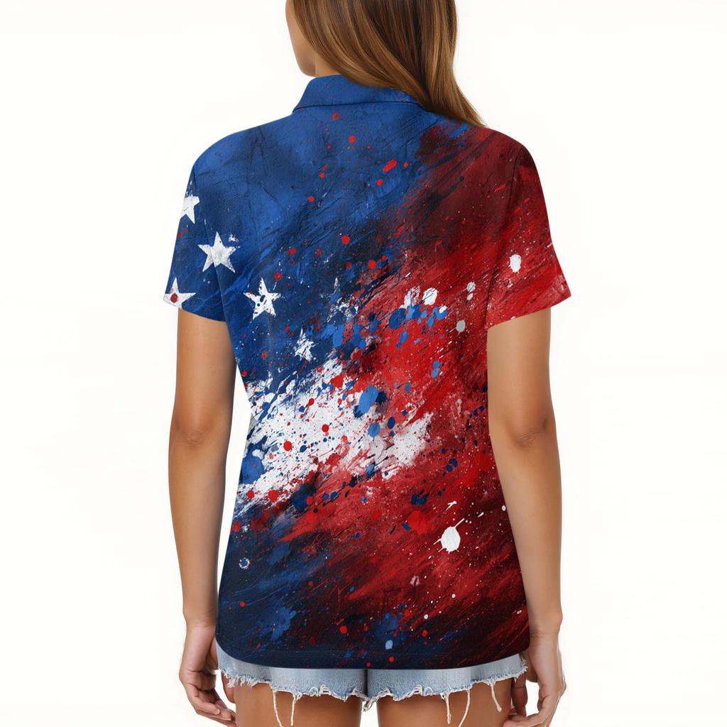 Women's Fashion Casual Lapel Short Sleeve Printed Shirt Women's Button Up Tops