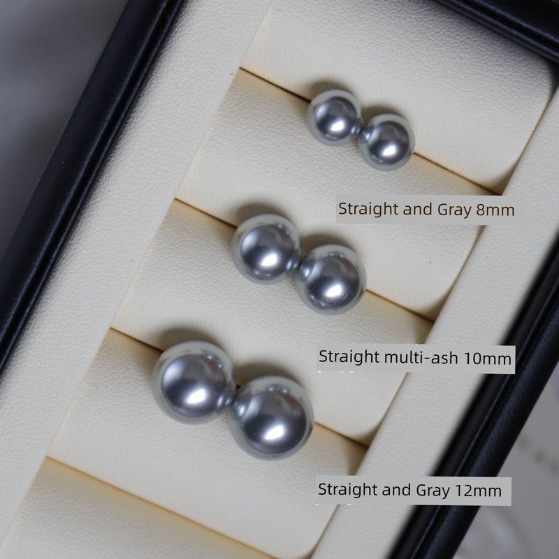 

Южная Корея Инс Блогер Лихорадка Тот же стиль Крупные Ретро Импортные Жемчужные Серьги Женские Стерлинговое Серебро S925 Пусеты Серьги-клипсы 8mm really many hemp gray ear needle pair