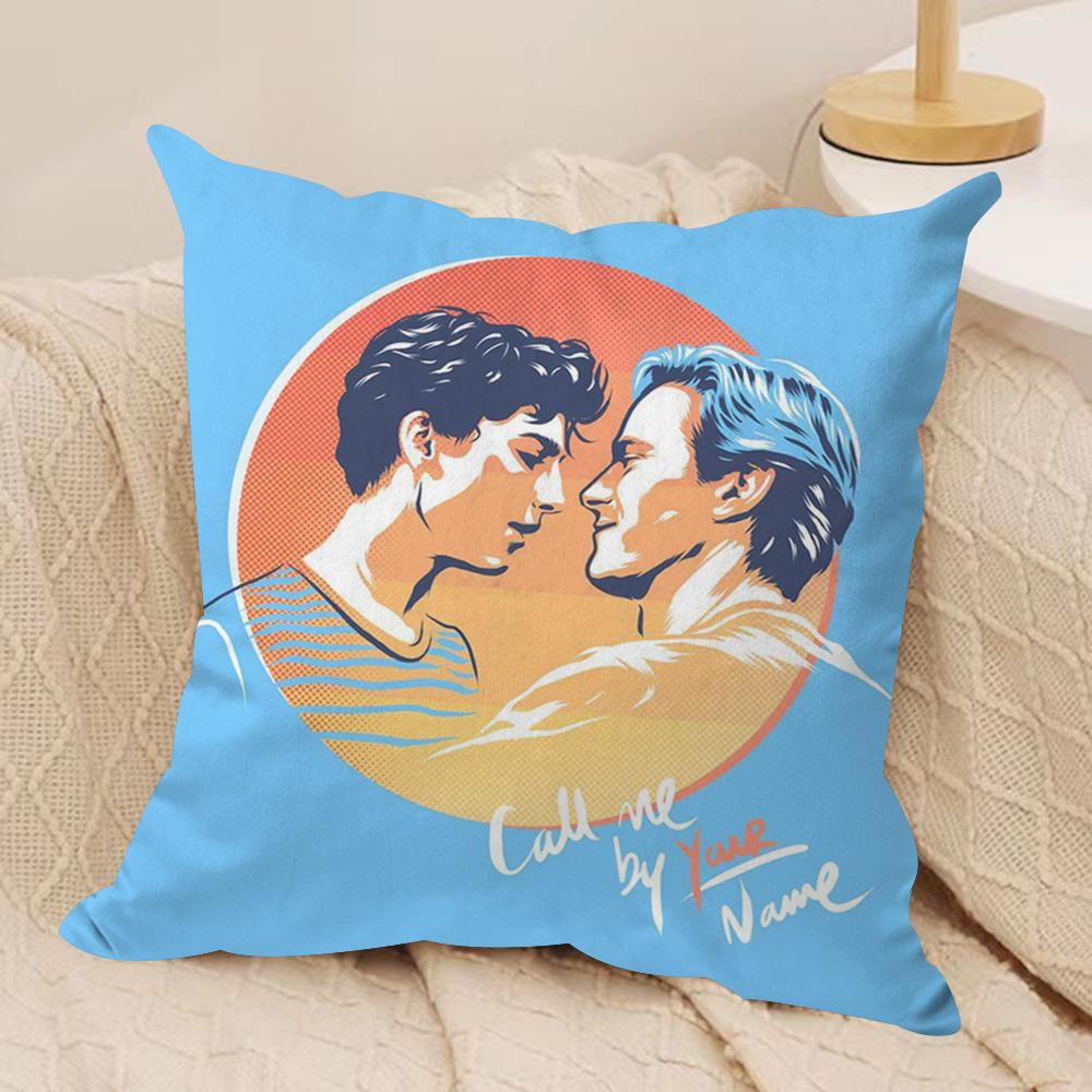 C-Call Me by Your Name Cushion Cover Soft Plush Fabric Double-Sided Printed Sofa Cushion Cover for All Seasons Home Decor Gift